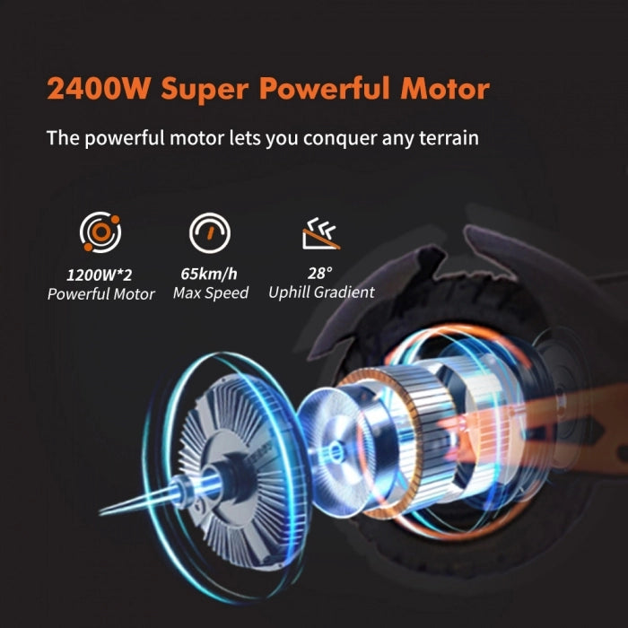 GELEIPU Z1 Pro Hulajnoga elektryczna, silnik 1200W*2, bateria 52V 20Ah, 10-calowe opony, maks. prędkość 65km/h, zasięg 70km