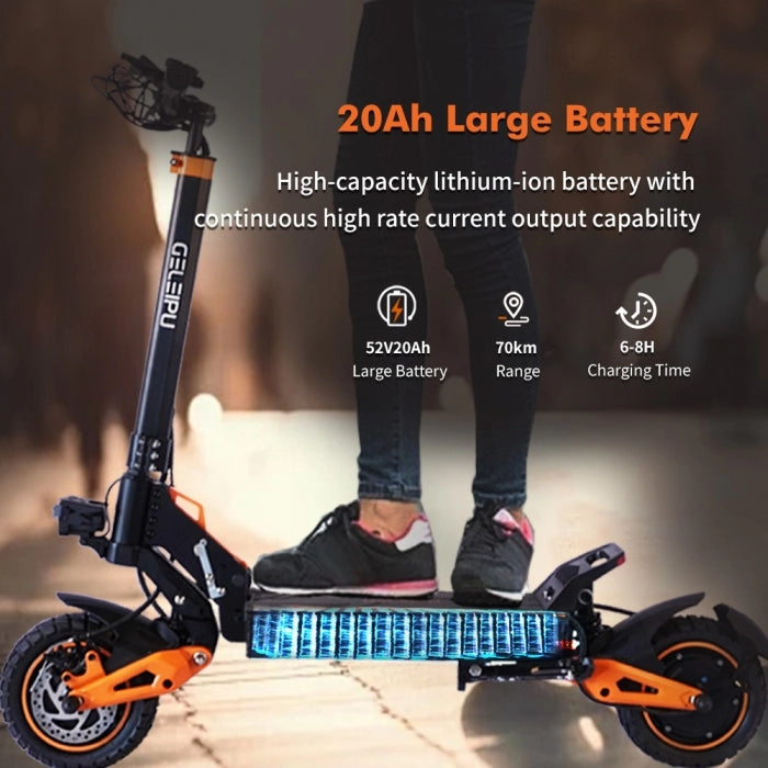 GELEIPU Z1 Pro Hulajnoga elektryczna, silnik 1200W*2, bateria 52V 20Ah, 10-calowe opony, maks. prędkość 65km/h, zasięg 70km