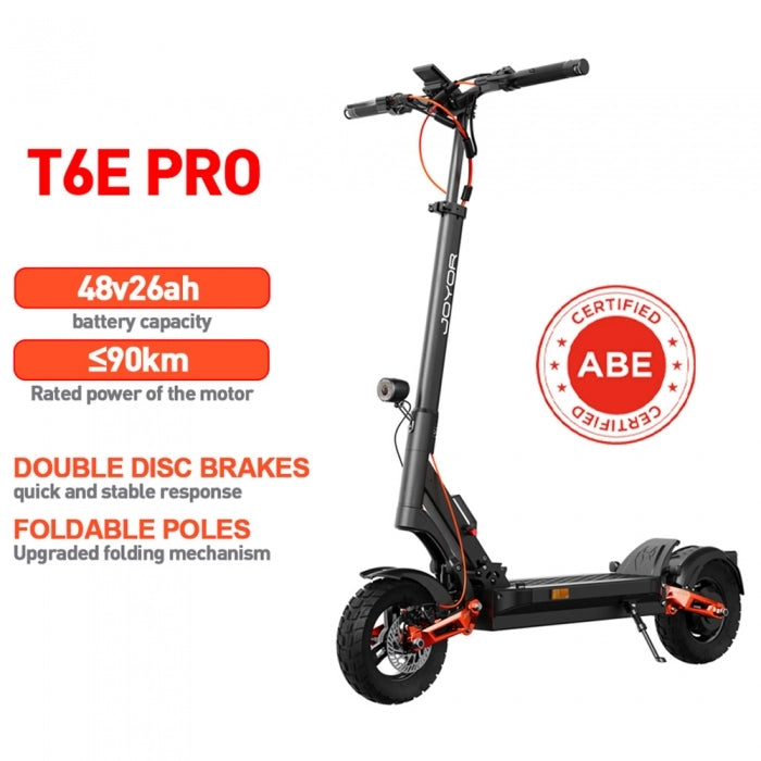 Joyor T6E Pro Electric Scooter with ABE Certification 500W Motor 48V 26Ah Battery 10 inch Tires 20km/h Max Speed 90km Rang