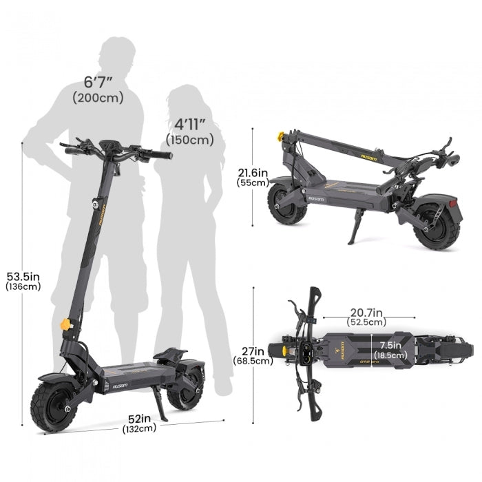 Ausom DT2 Pro Składana hulajnoga elektryczna, 2*1100W, 20km/h, bateria 52V 23,4Ah