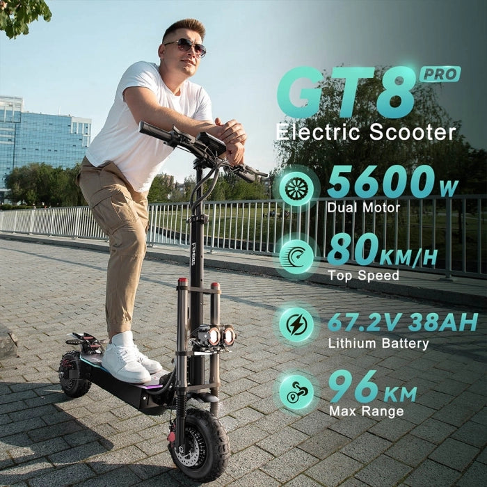 Składana hulajnoga elektryczna FENGQS GT8 PRO, silnik 2800W*2, bateria 67,2V 38Ah, 11-calowe opony, zasięg 90km