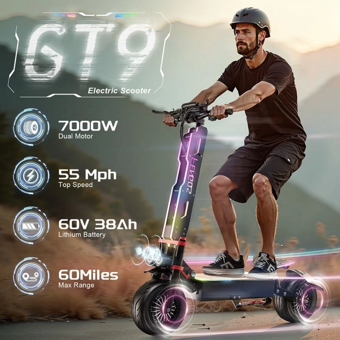 Składana hulajnoga elektryczna FENGQS GT9, silnik 3500W*2, bateria 60V 38Ah, opony 12 cali, zasięg 96km