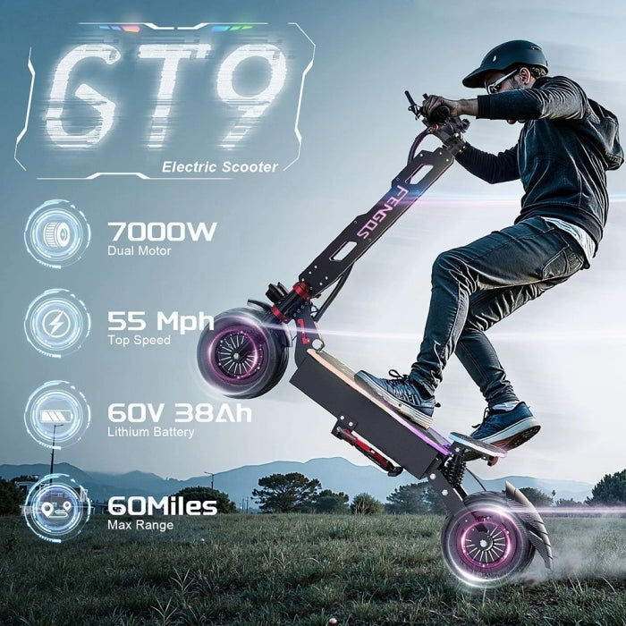 Składana hulajnoga elektryczna FENGQS GT9, silnik 3500W*2, bateria 60V 38Ah, opony 12 cali, zasięg 96km