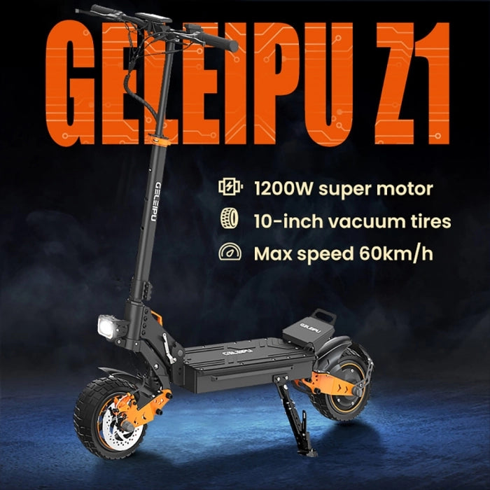 Składana hulajnoga elektryczna GELEIPU Z1, silnik 1200W, bateria 48V 20Ah, 10-calowe opony, maks. prędkość 60km/h, zasięg 60km